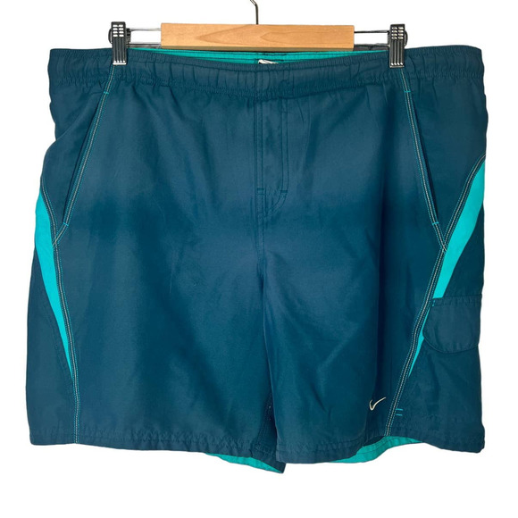 Vintage NIKE Men's L Swim Trunks Check Logo‎ Mesh Lined Drawstring Pockets Beach - Picture 6 of 6